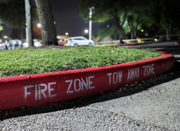 Fire department lined the curb