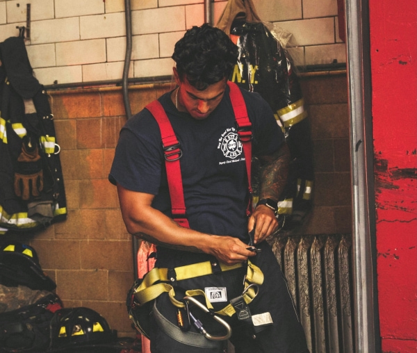 Firefighters wearing their protective gear