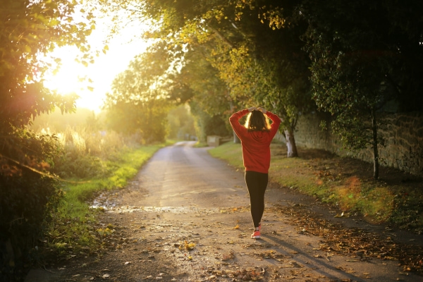 Woman walking outdoors